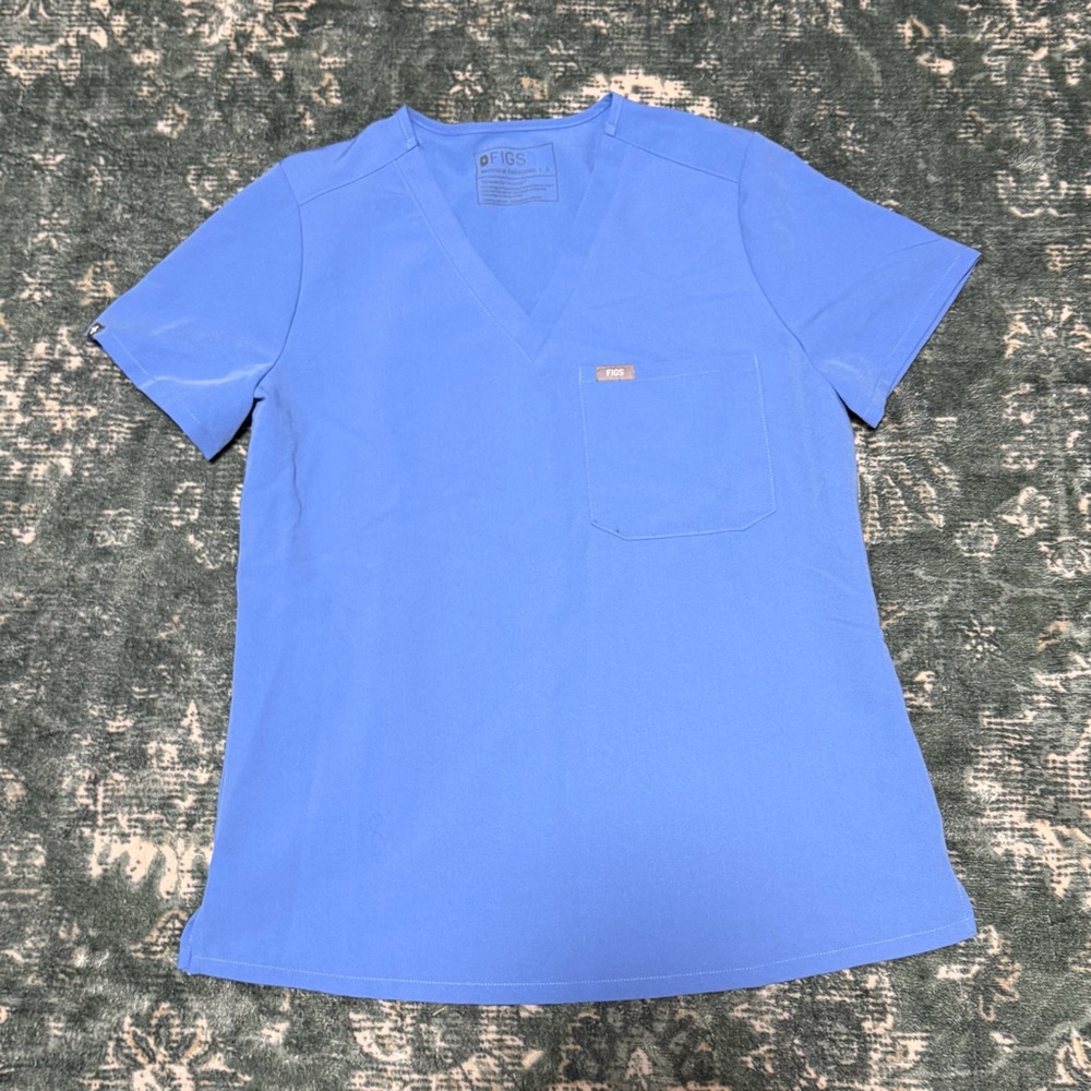 Figs ceil Blue V-Neck Scrub Top Small